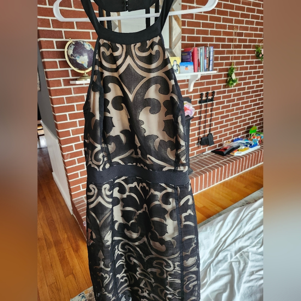 Plus Size City Chic Black and Cream Swirl Dress